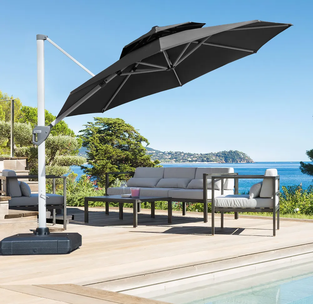 10-Foot Round Premium Cantilever Patio Umbrella with Aluminum Frame