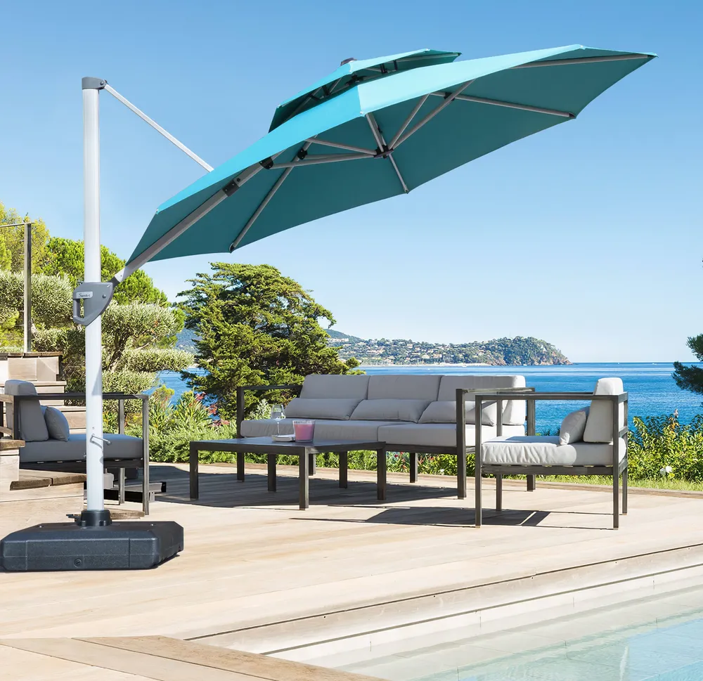 10-Foot Round Premium Cantilever Patio Umbrella with Aluminum Frame