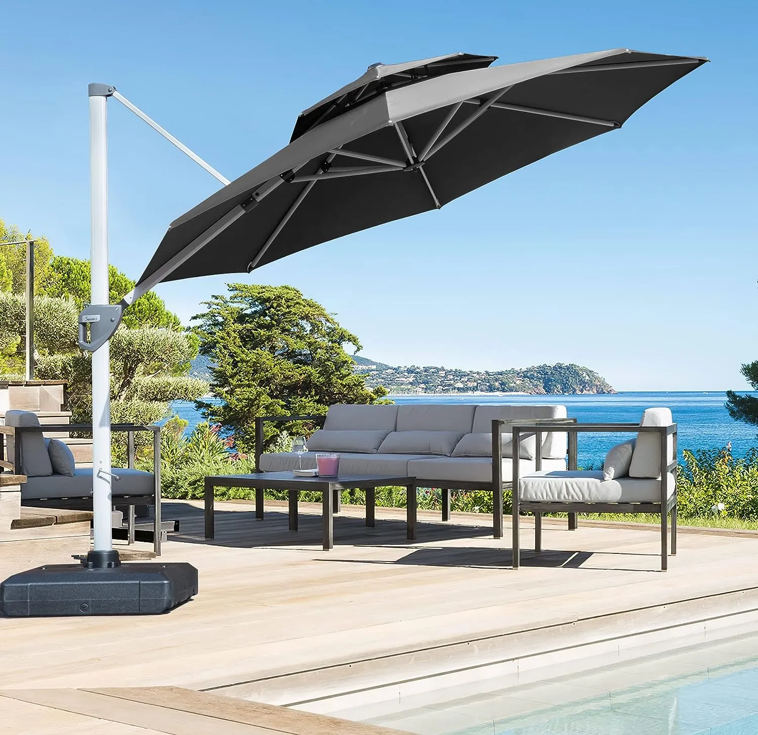 10-Foot Round Premium Cantilever Patio Umbrella with Aluminum Frame