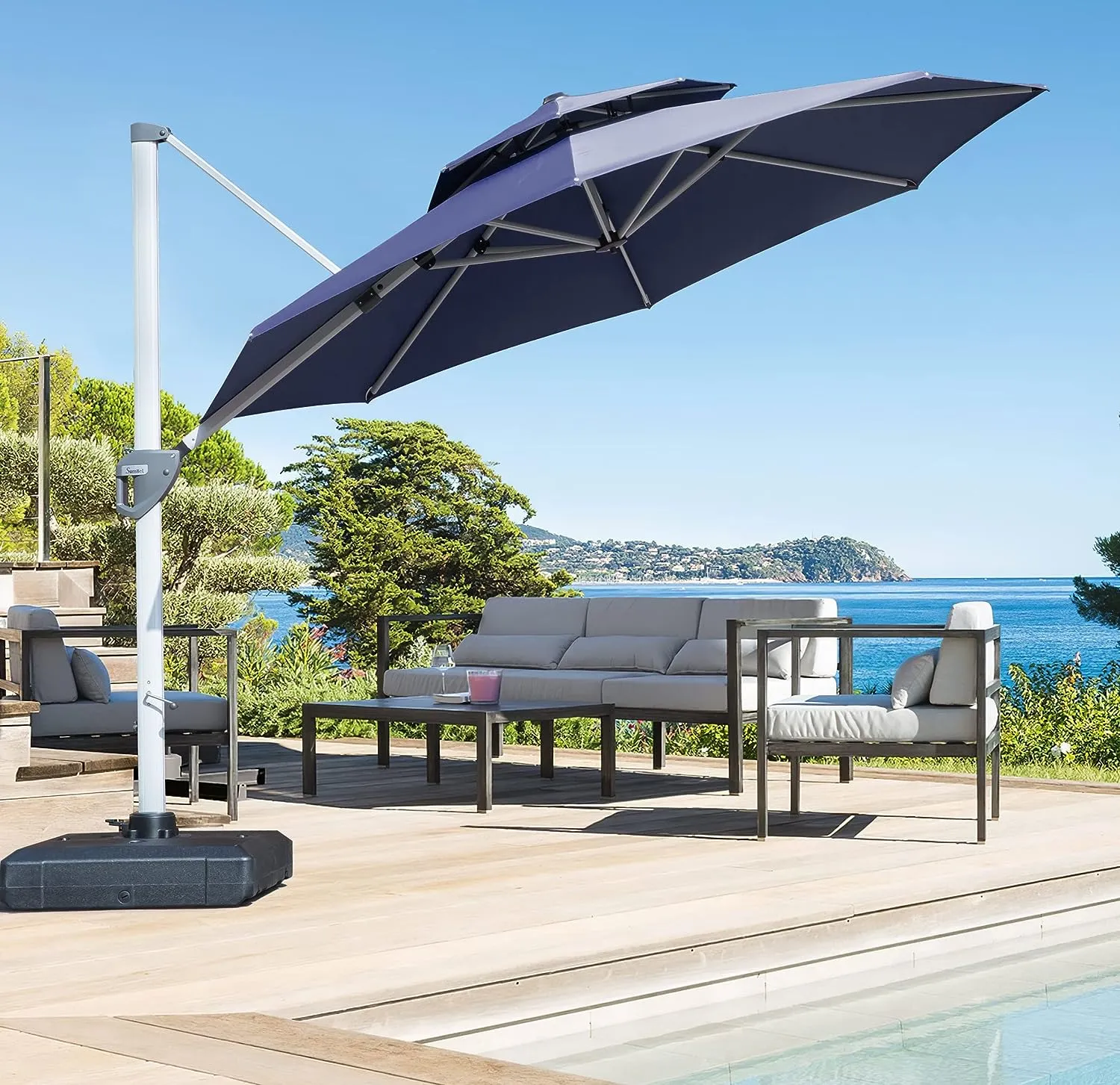 10-Foot Round Premium Cantilever Patio Umbrella with Aluminum Frame