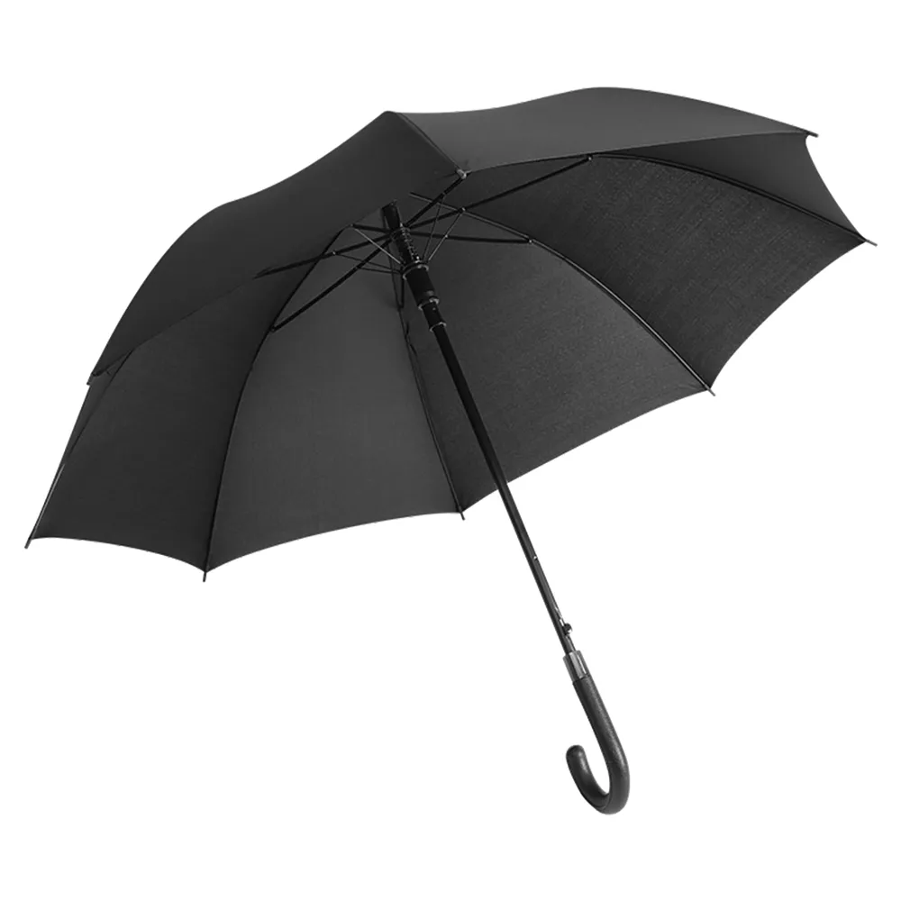 24" Auto Open Umbrella with PU Leather J Handle and Inner Black UV