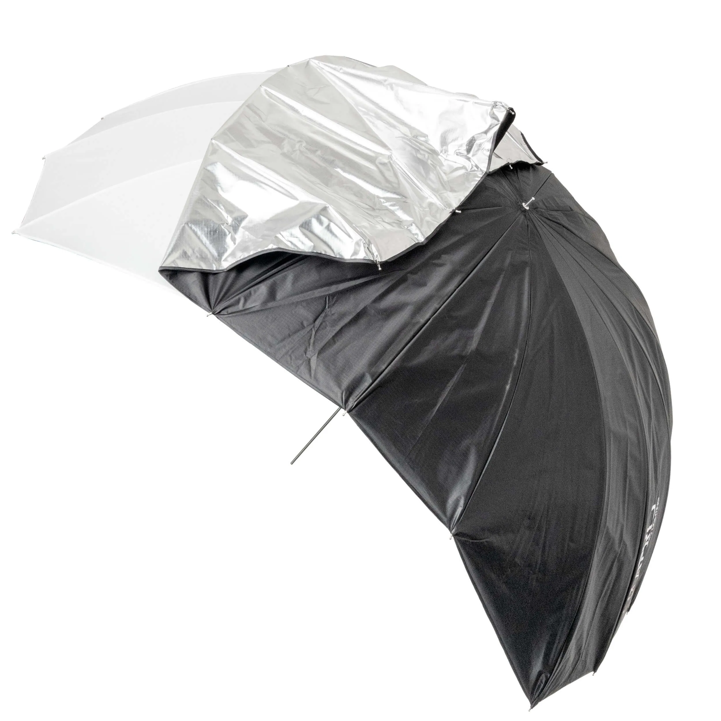 (88") Black/White Strip Fiberglass Parabolic Umbrella