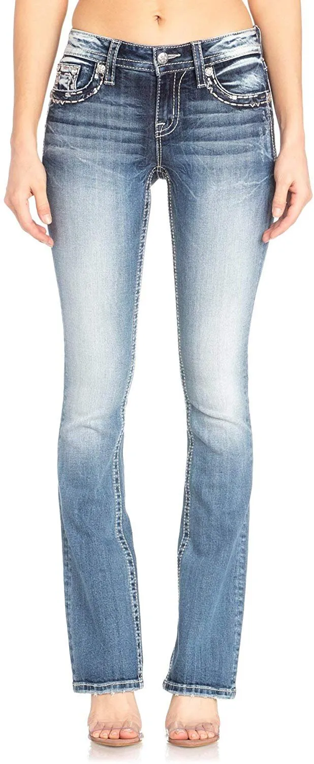 Abstract Border Bootcut Jeans