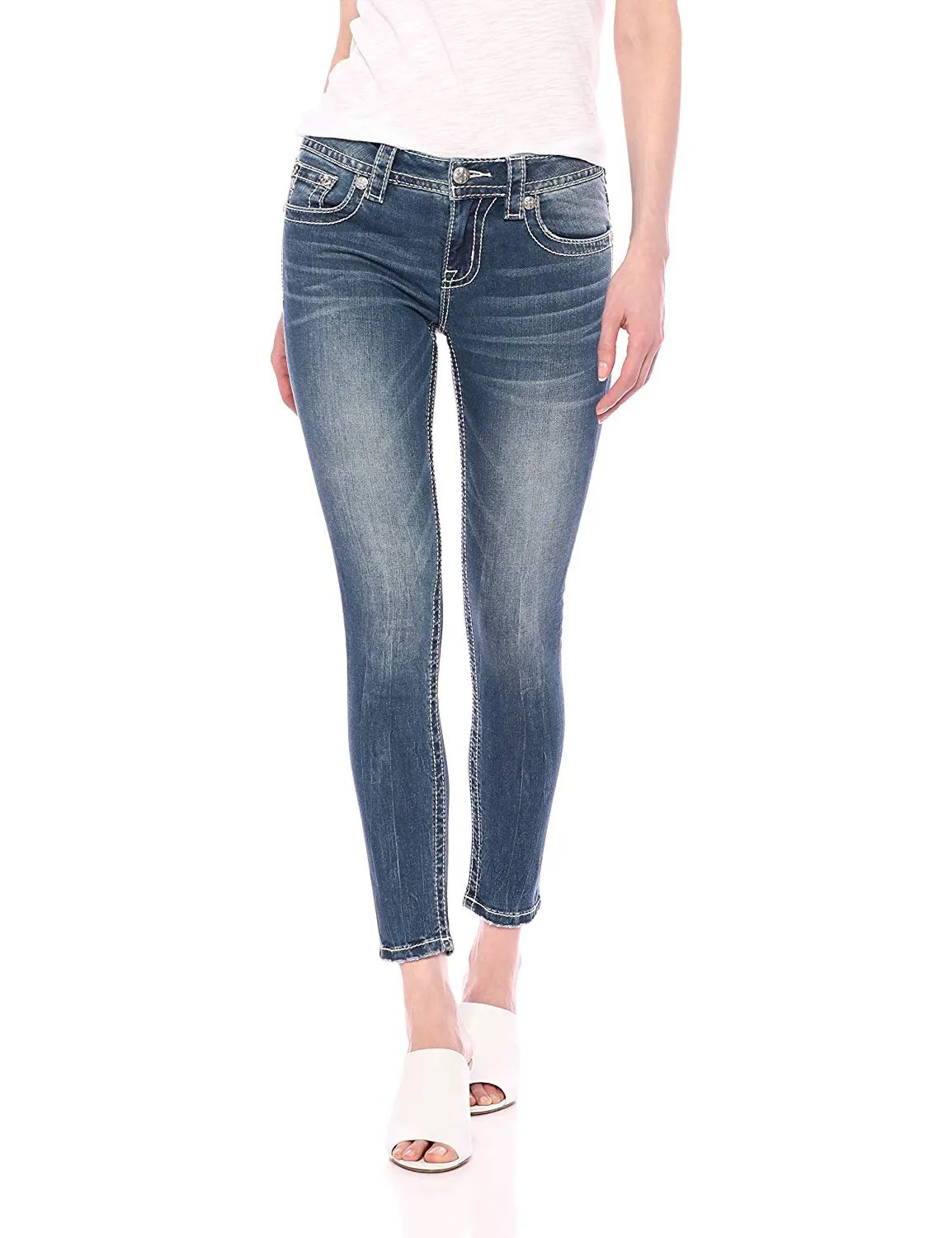 Abstract Love Mid Rise Ankle Skinny Jeans