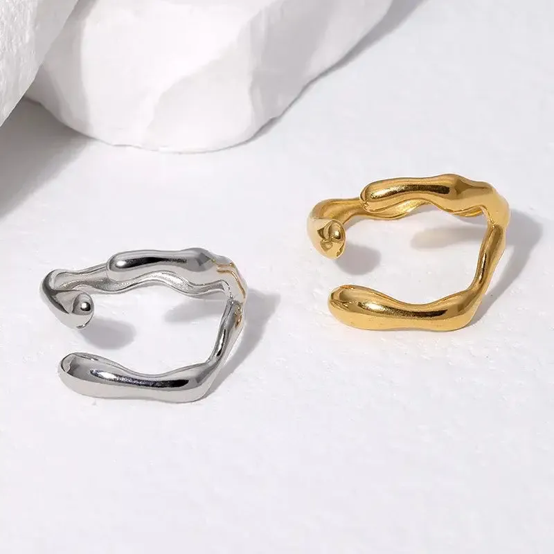 Aesthetic Irregular Stainless Steel Adjustable Open Ring