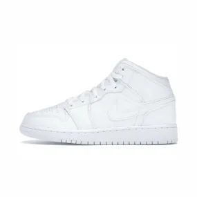 AIR JORDAN 1 MID TRIPLE WHITE GS (YOUTH) 2020