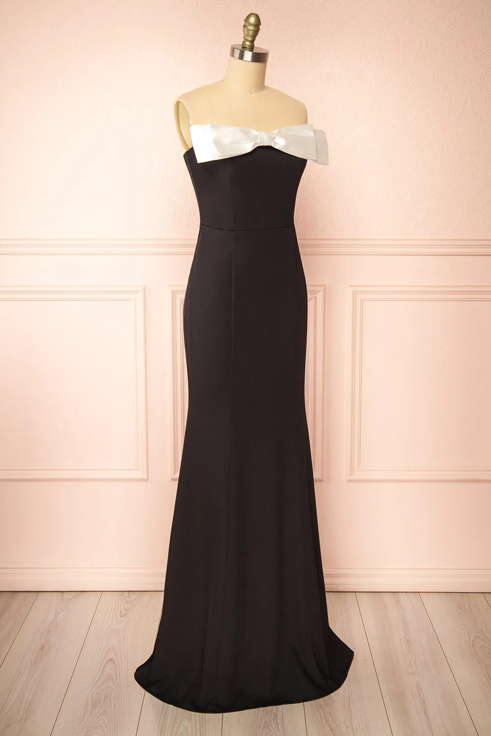 Alphys | Black Mermaid Maxi Dress w/ Removable Bow