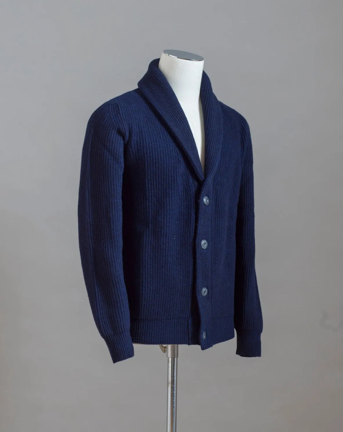 Altea Wool & Cashmere Shawl Cardigan / Navy