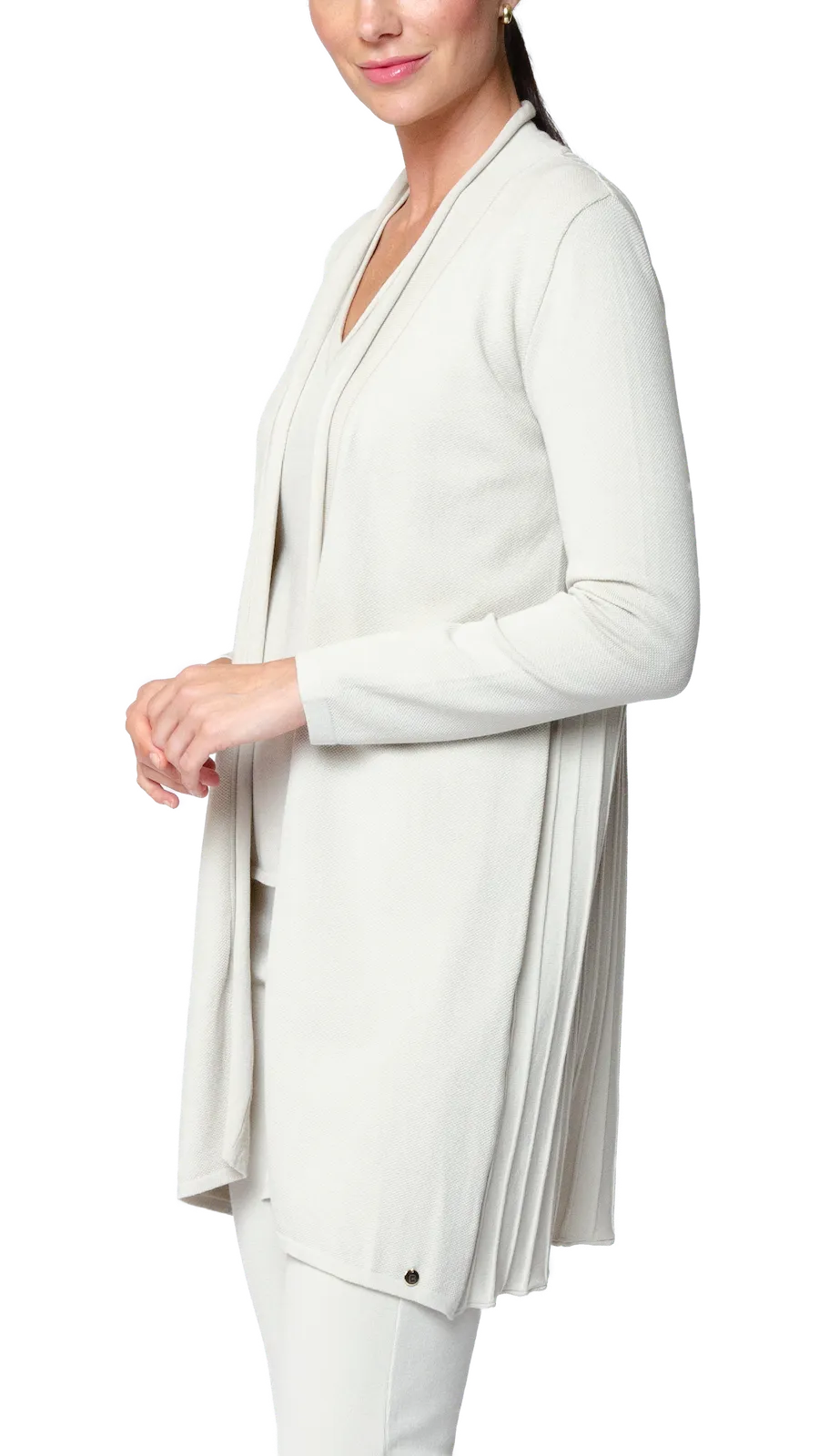 Amely Shawl Collar Mid-Length Cardigan ; Beige