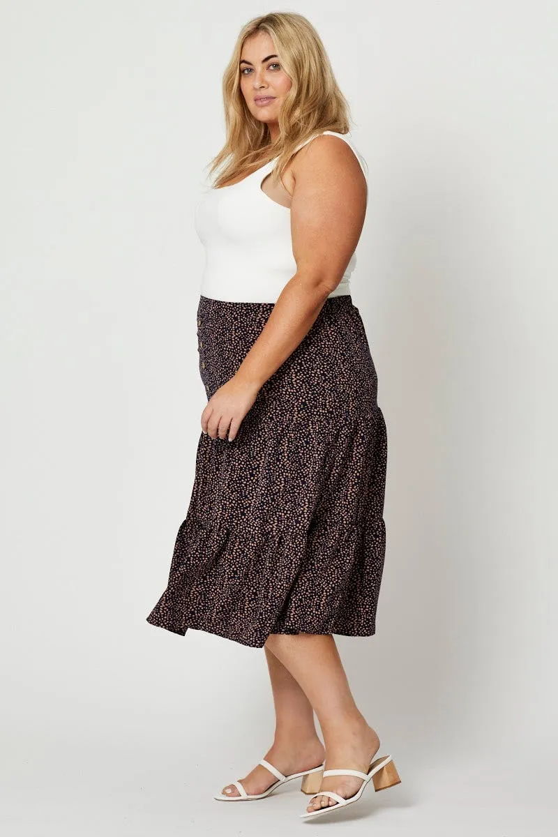 Animal Print Midi Skirt Tie