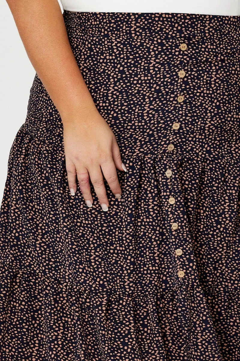 Animal Print Midi Skirt Tie