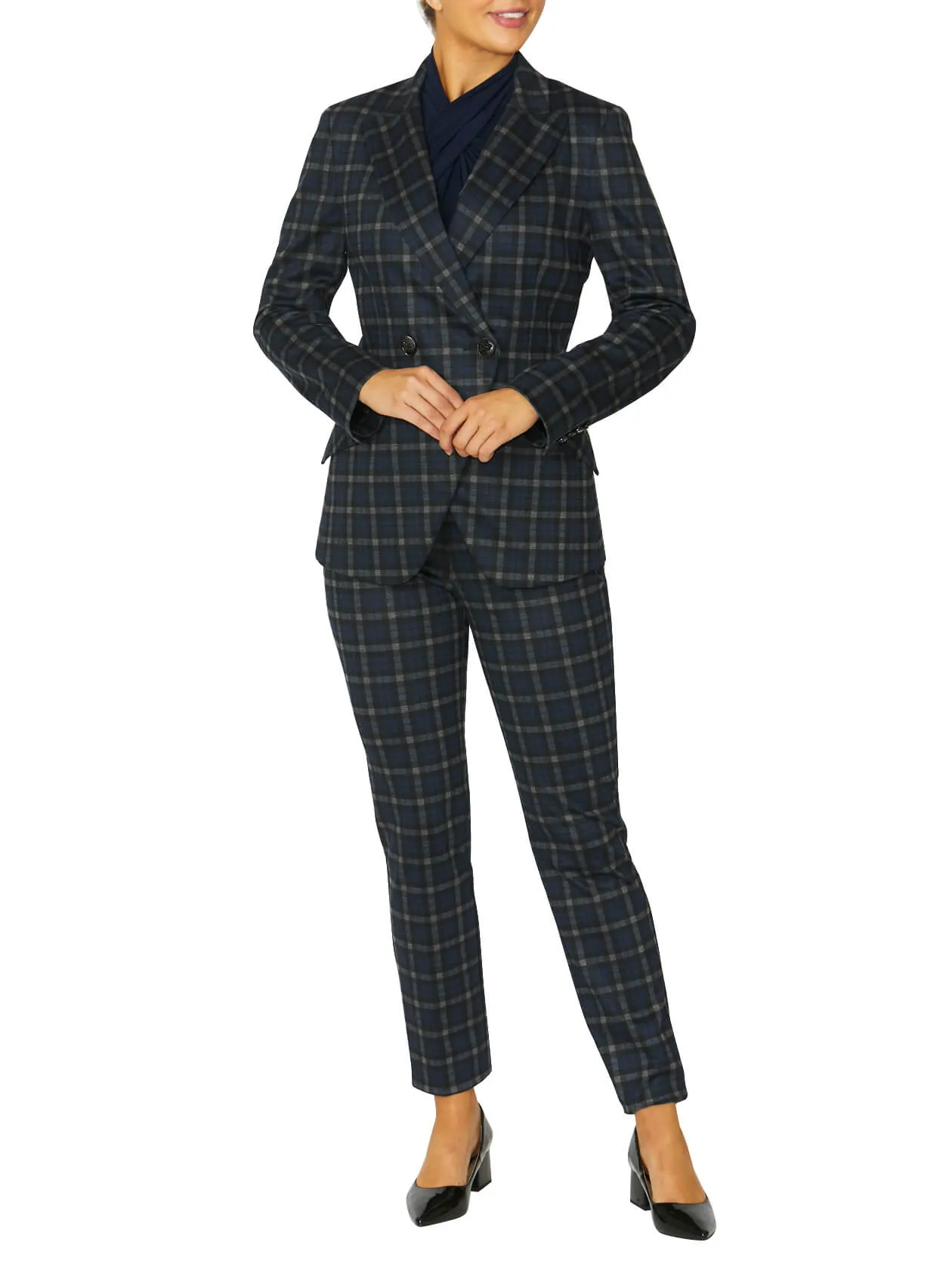 Anna Blue Check Ponti Pant