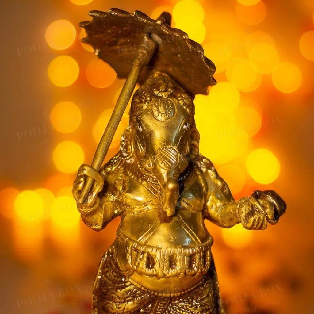 Antique Brass Umbrella Ganesha