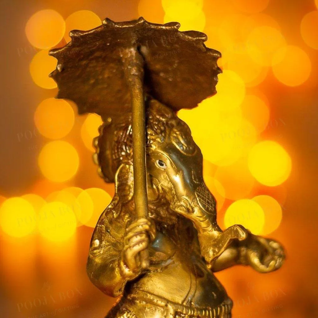 Antique Brass Umbrella Ganesha