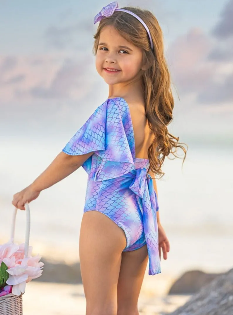 Aqua-Dorable Flare Sleeve One Piece Swimsuit