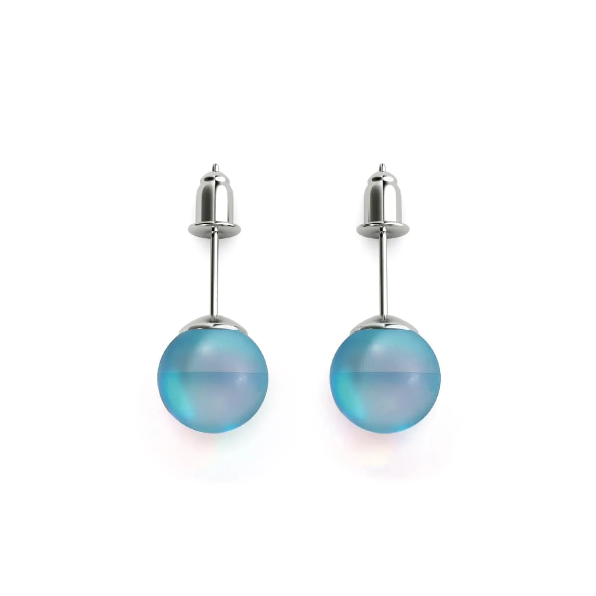 Aquamarine | .925 Sterling Silver | Mermaid Glass Stud Earrings