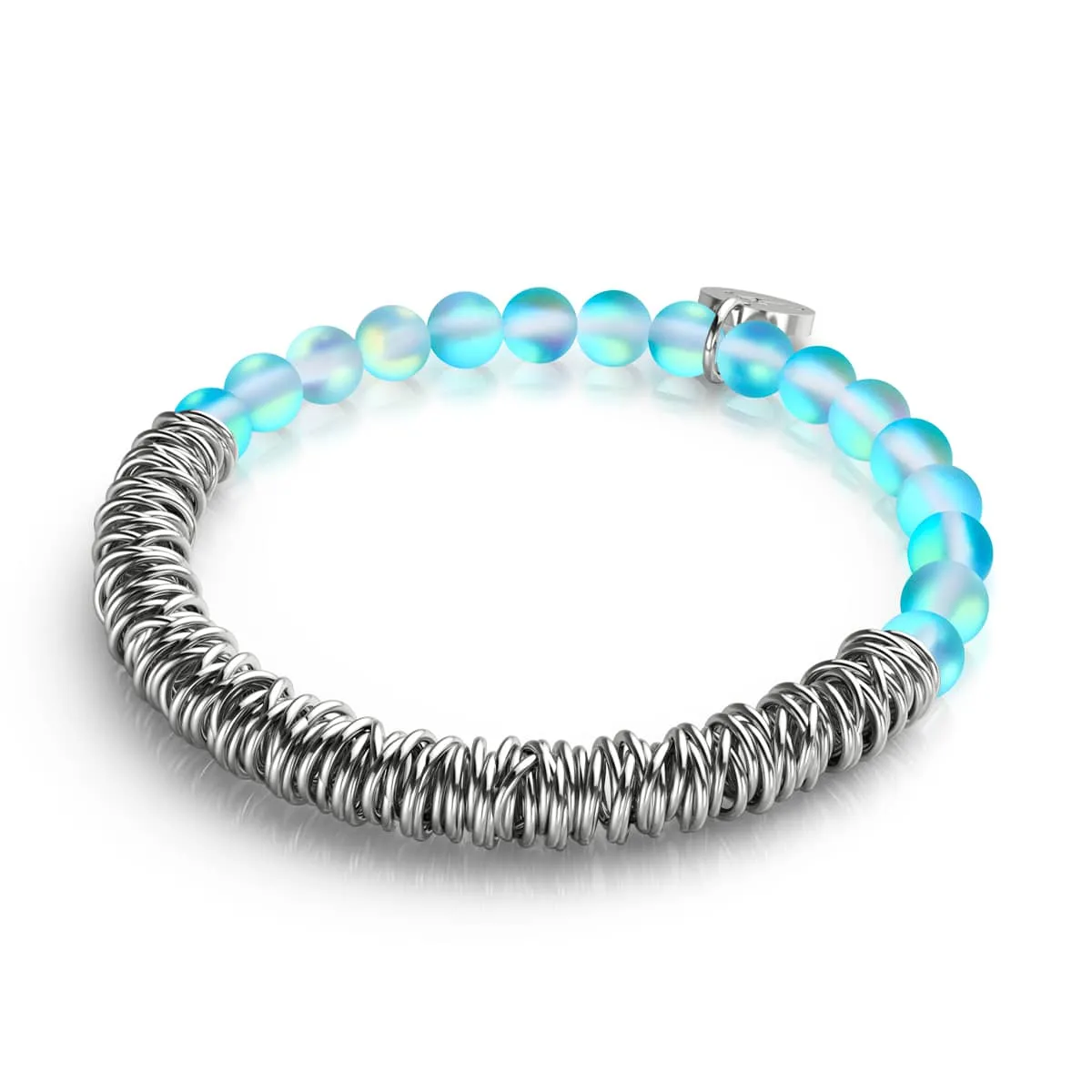 Aquamarine | Silver | Mermaid Glass x Links of Love Bracelet