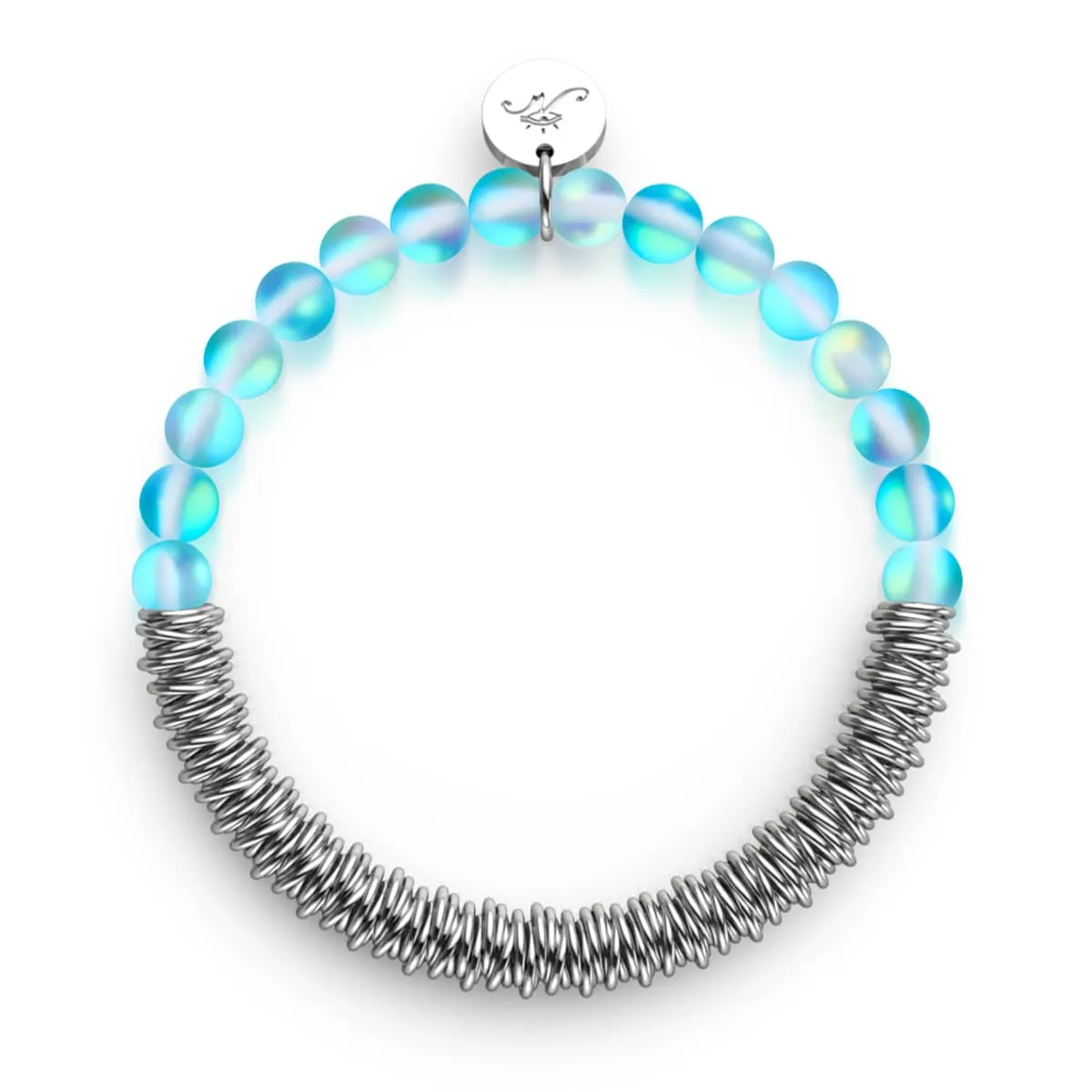 Aquamarine | Silver | Mermaid Glass x Links of Love Bracelet