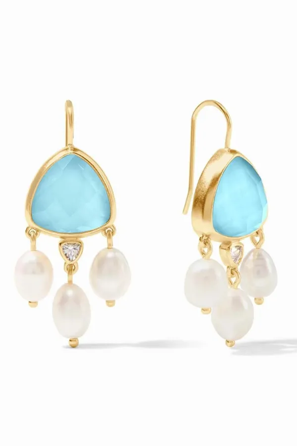 Aquitaine Chandelier Earring - Gold Iridescent Capri Blue | Julie Vos