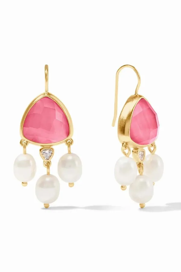 Aquitaine Chandelier Earring - Gold Iridescent Peony Pink | Julie Vos