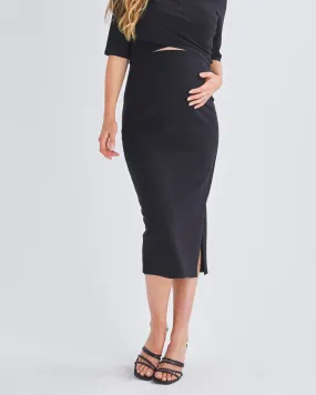 Athena Maternity Pencil Midi Skirt In Black