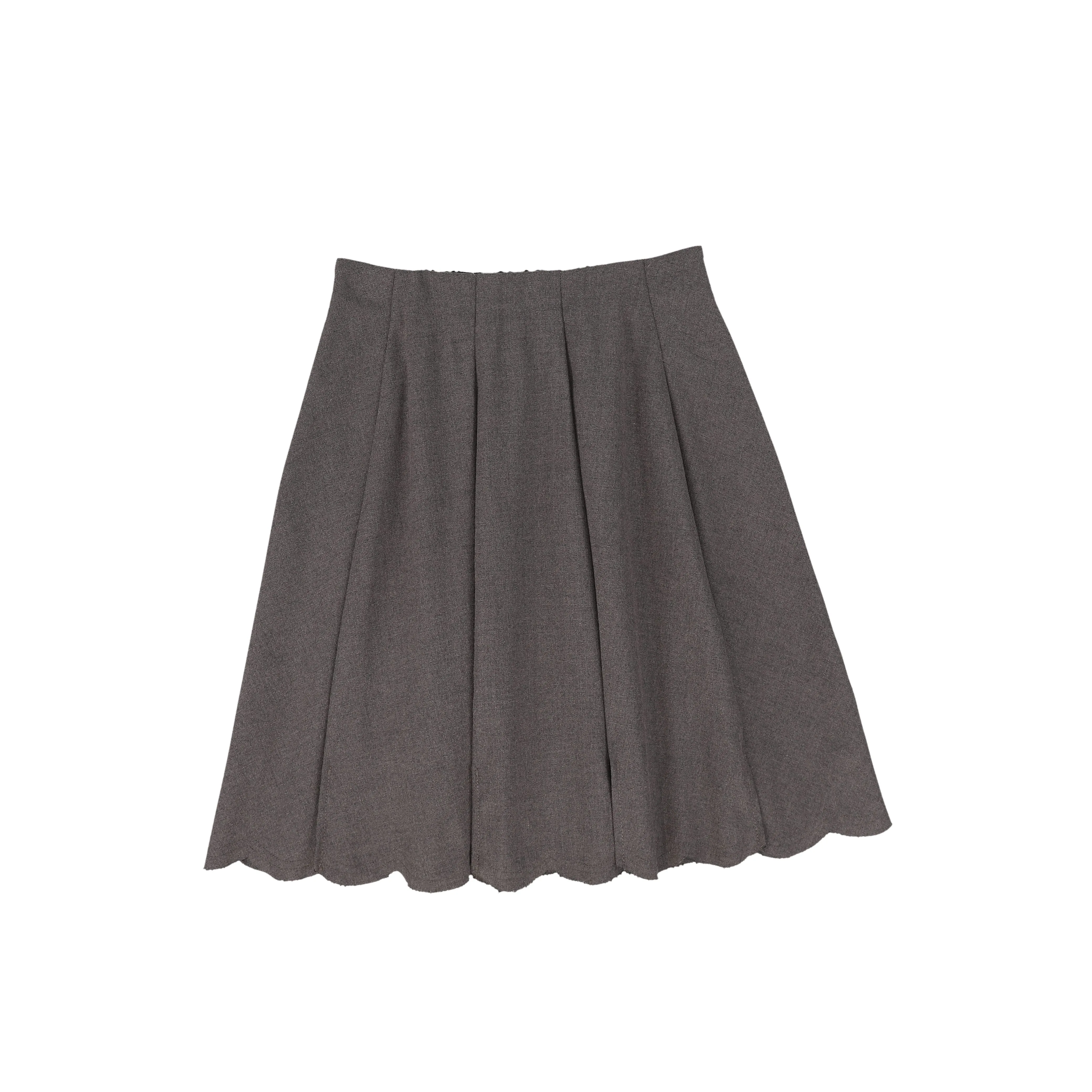 Bace Collection Charcoal Wool Scallop Pleated Skirt