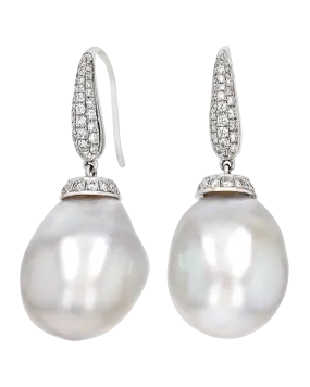 Baroque Pearl and Diamond Earrings