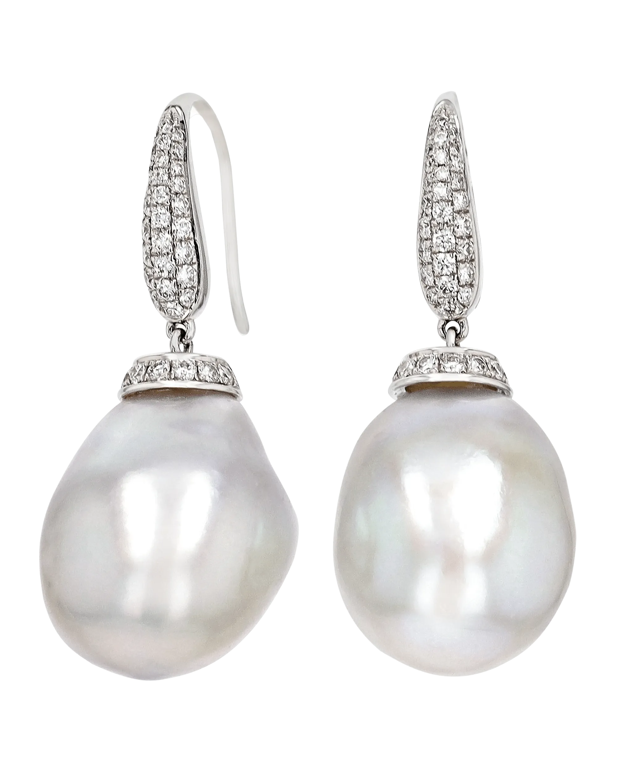 Baroque Pearl and Diamond Earrings