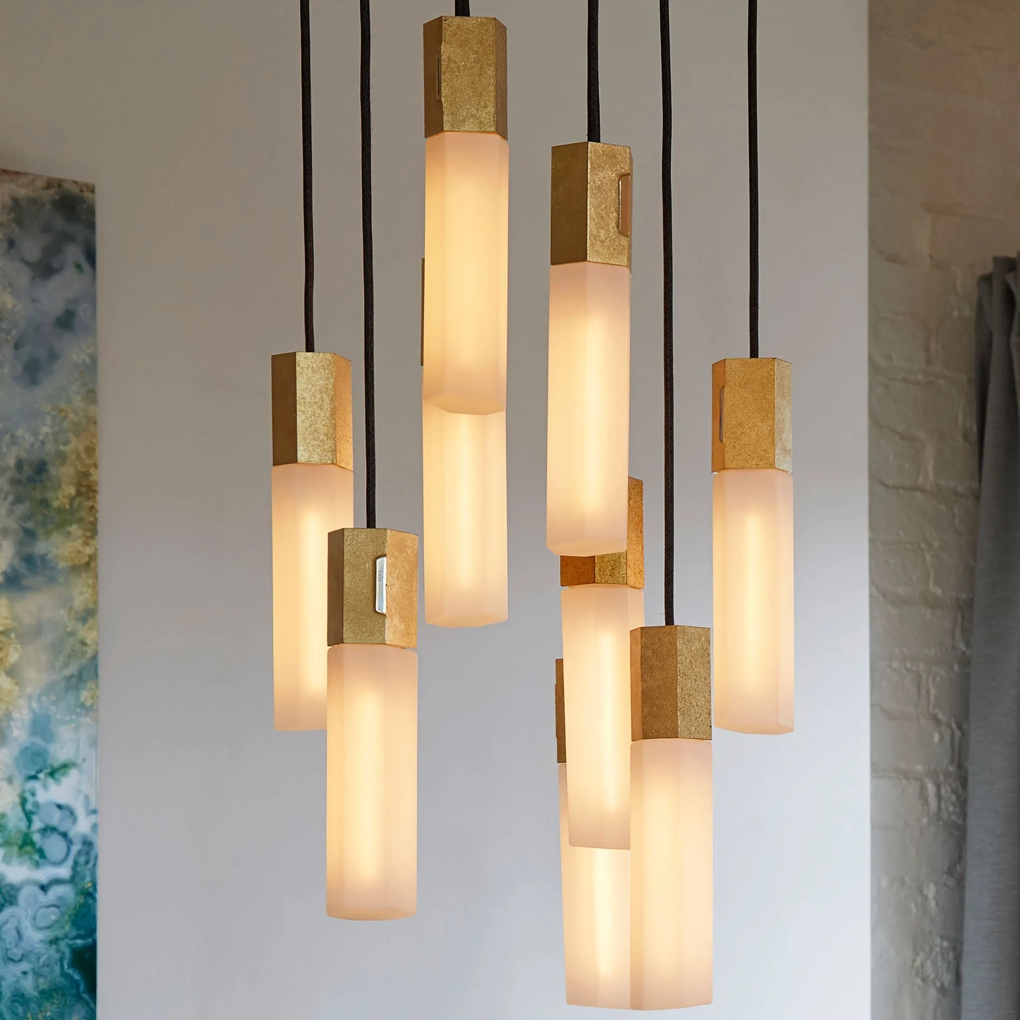 Basalt Nine Pendant in Brass