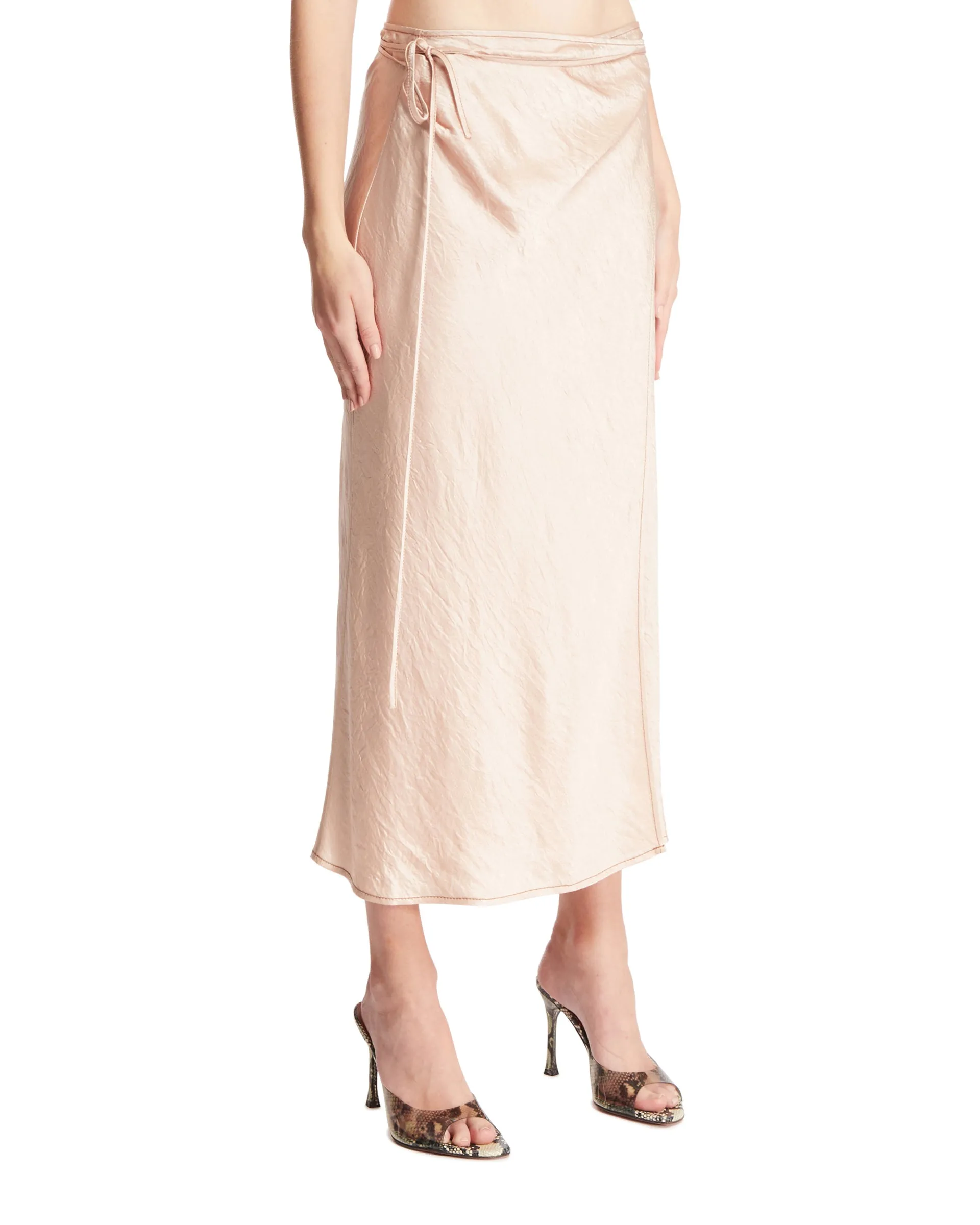 Beige Satin Wrap Skirt