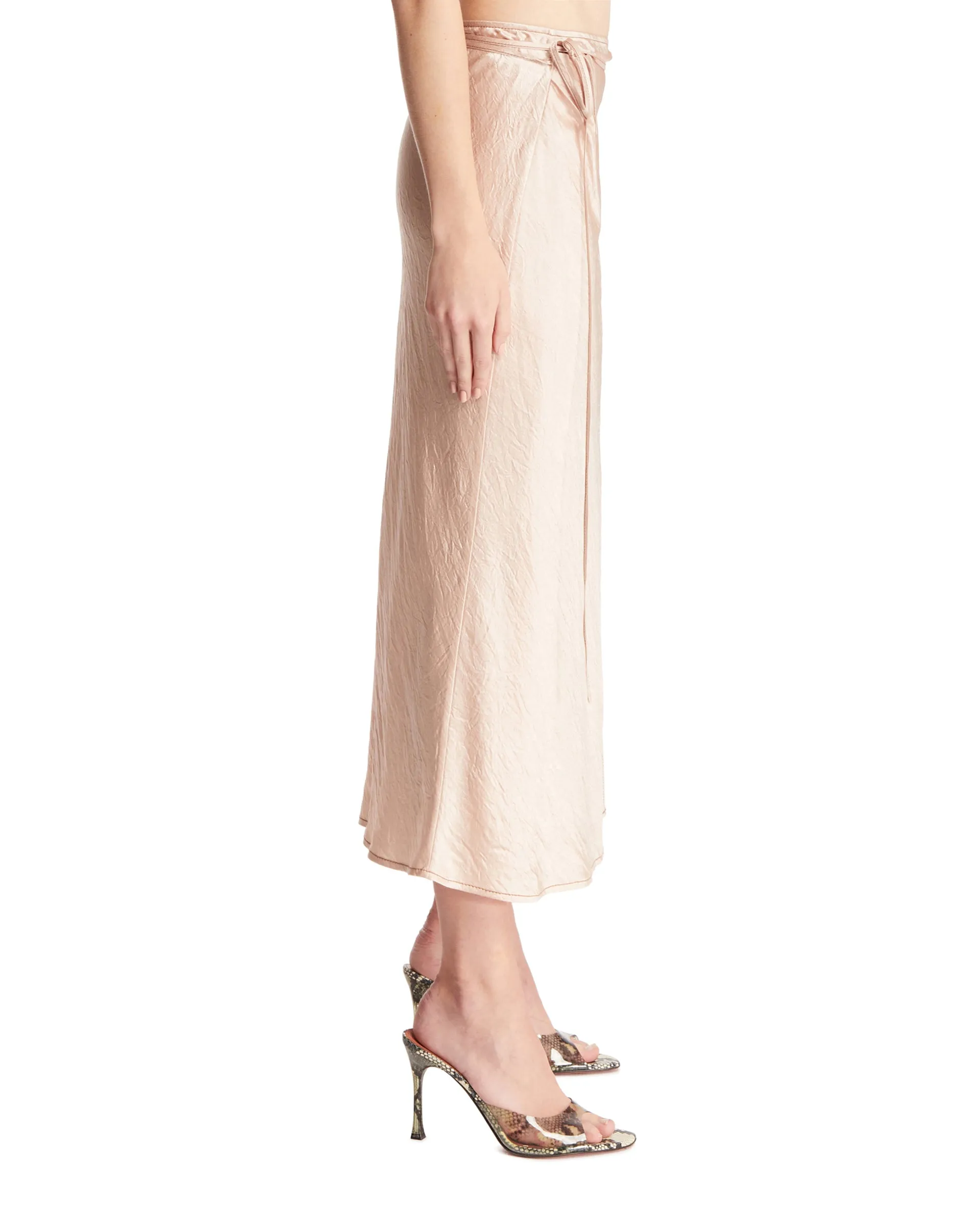 Beige Satin Wrap Skirt