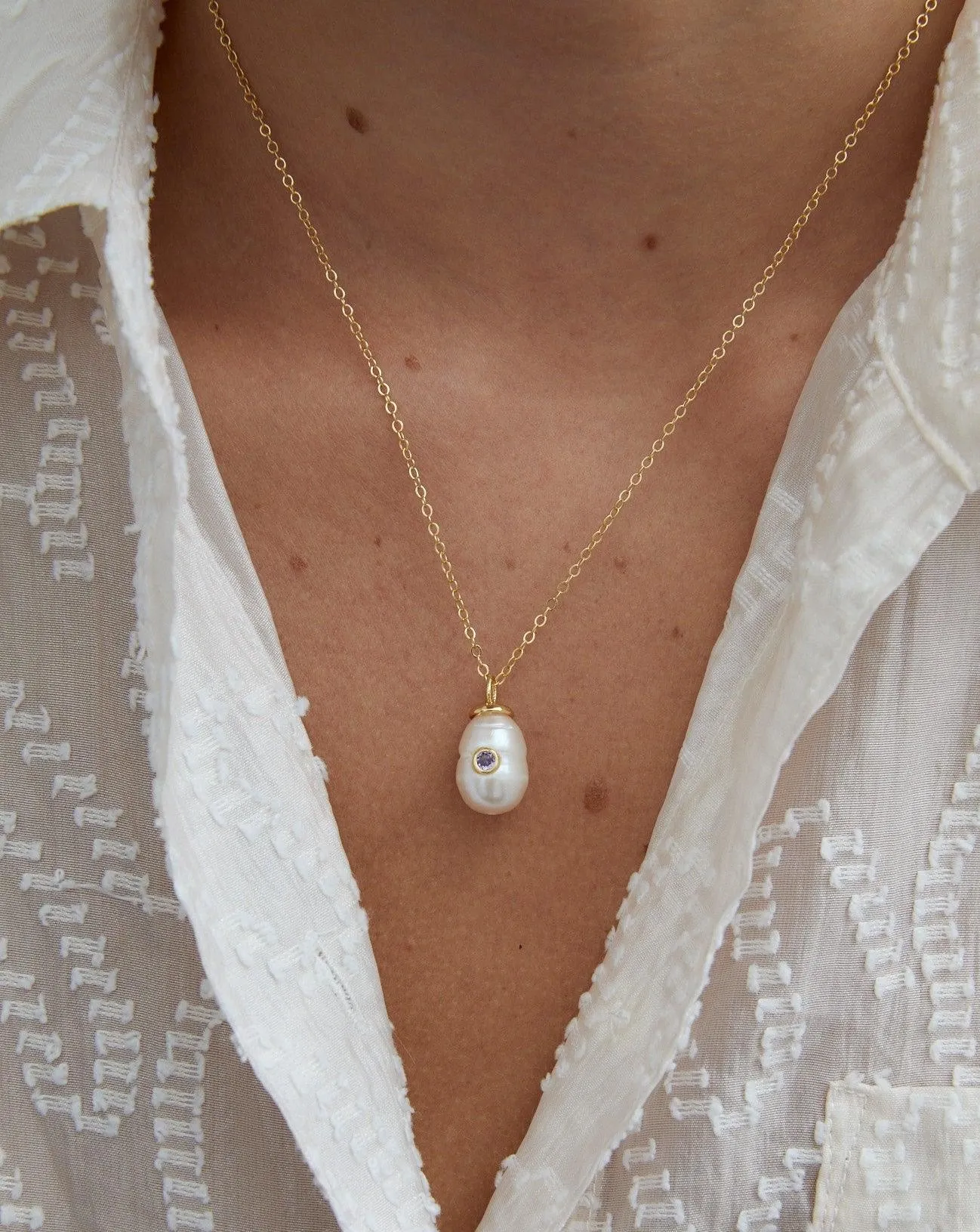 Birthstone Pearl Pendant February