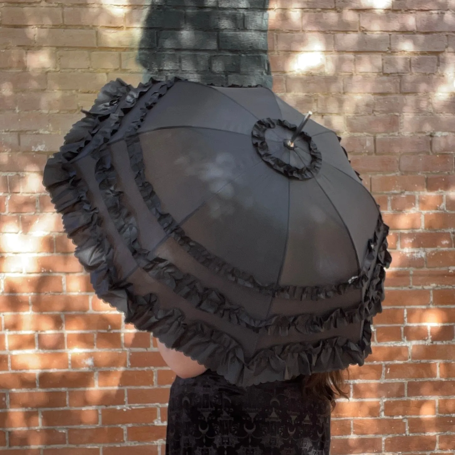 Black Bottom Ruffle Umbrella