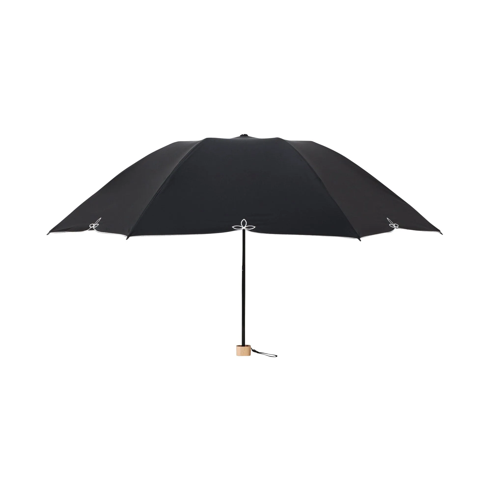 Blackout Birdcage Wide Scallop Folding Umbrella Black