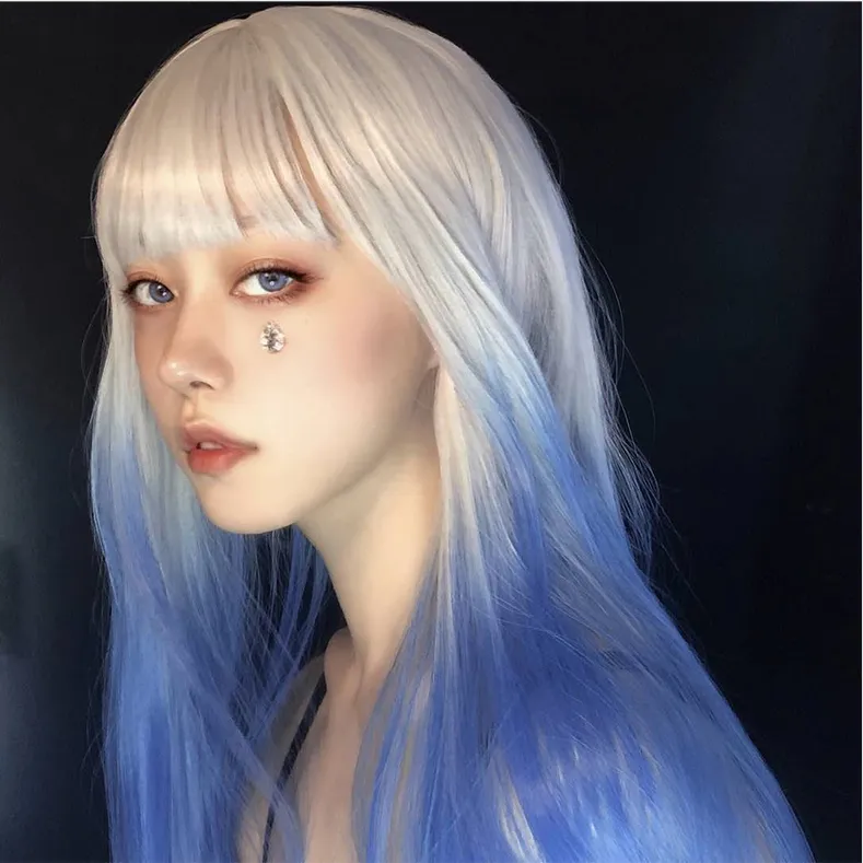 Blue and white gradient wig KF81622