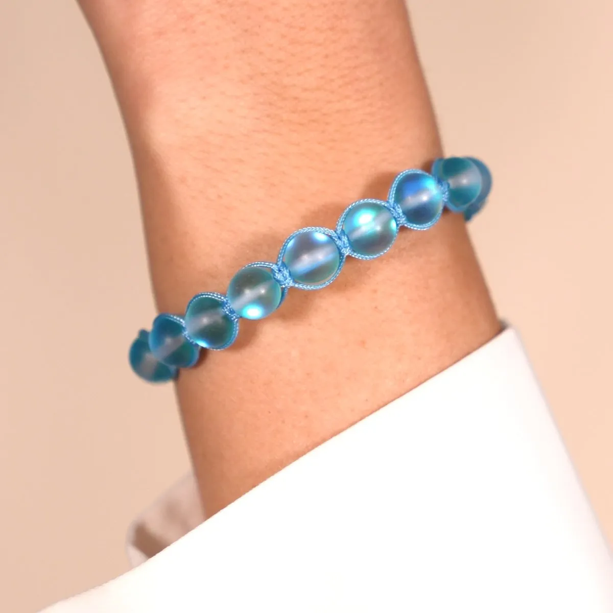 Blue | Aquamarine | Silver | Mermaid Glass Charmballa Bracelet