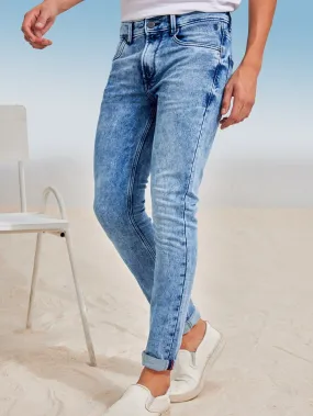 Blue Solid Stretch Jeans