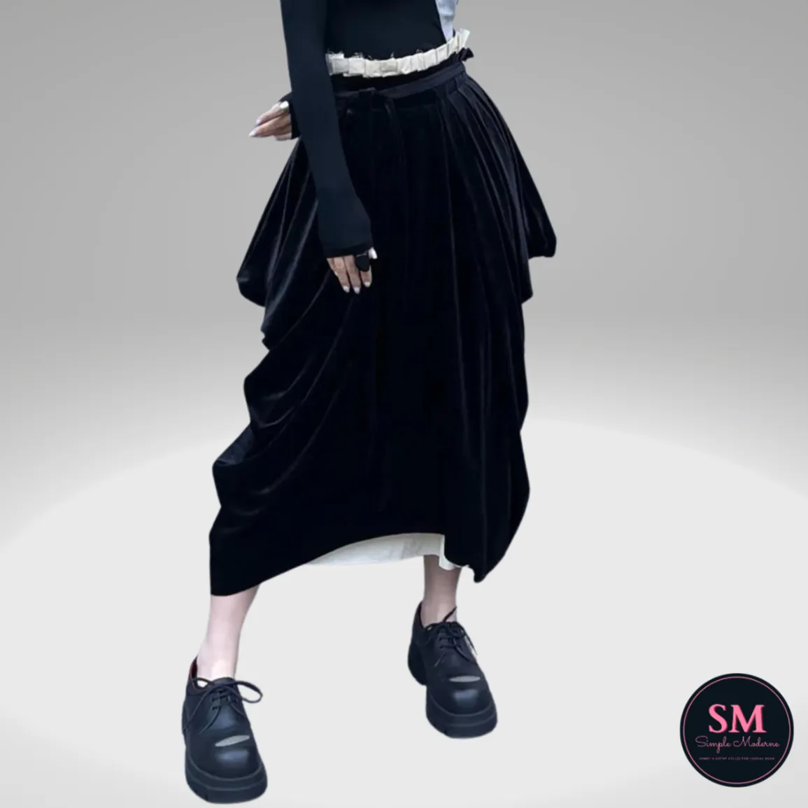 Casual Minimal Goth Irregular Design Layered Skirt