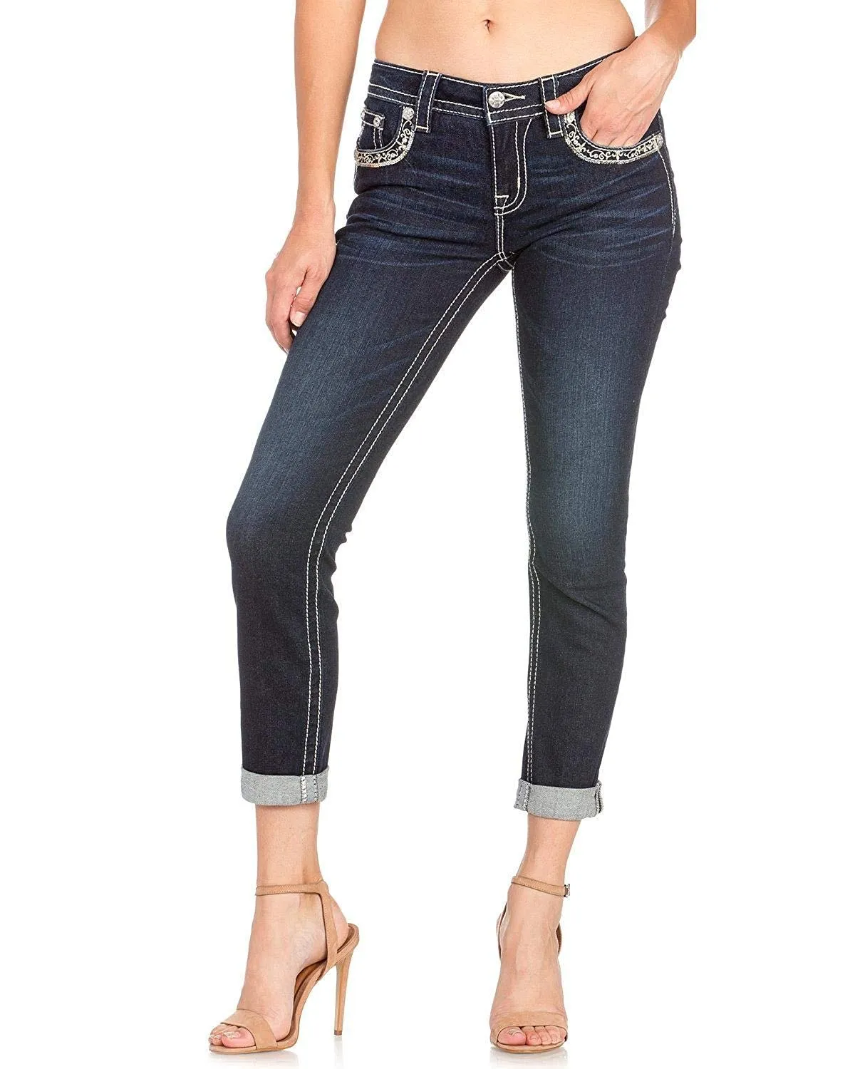 Cuffed Dark Skinny Jeans