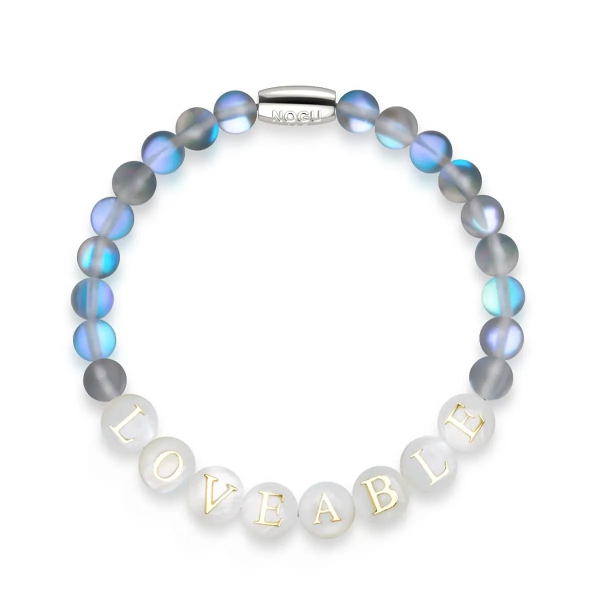 Custom Letter Bracelet | .925 Sterling Silver | Grey Mermaid Glass