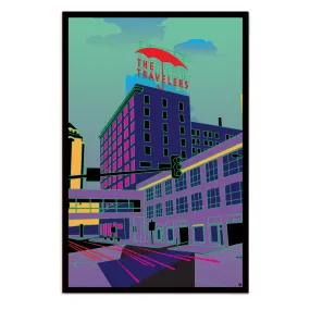 Des Moines Skyline Umbrella Illustration Poster