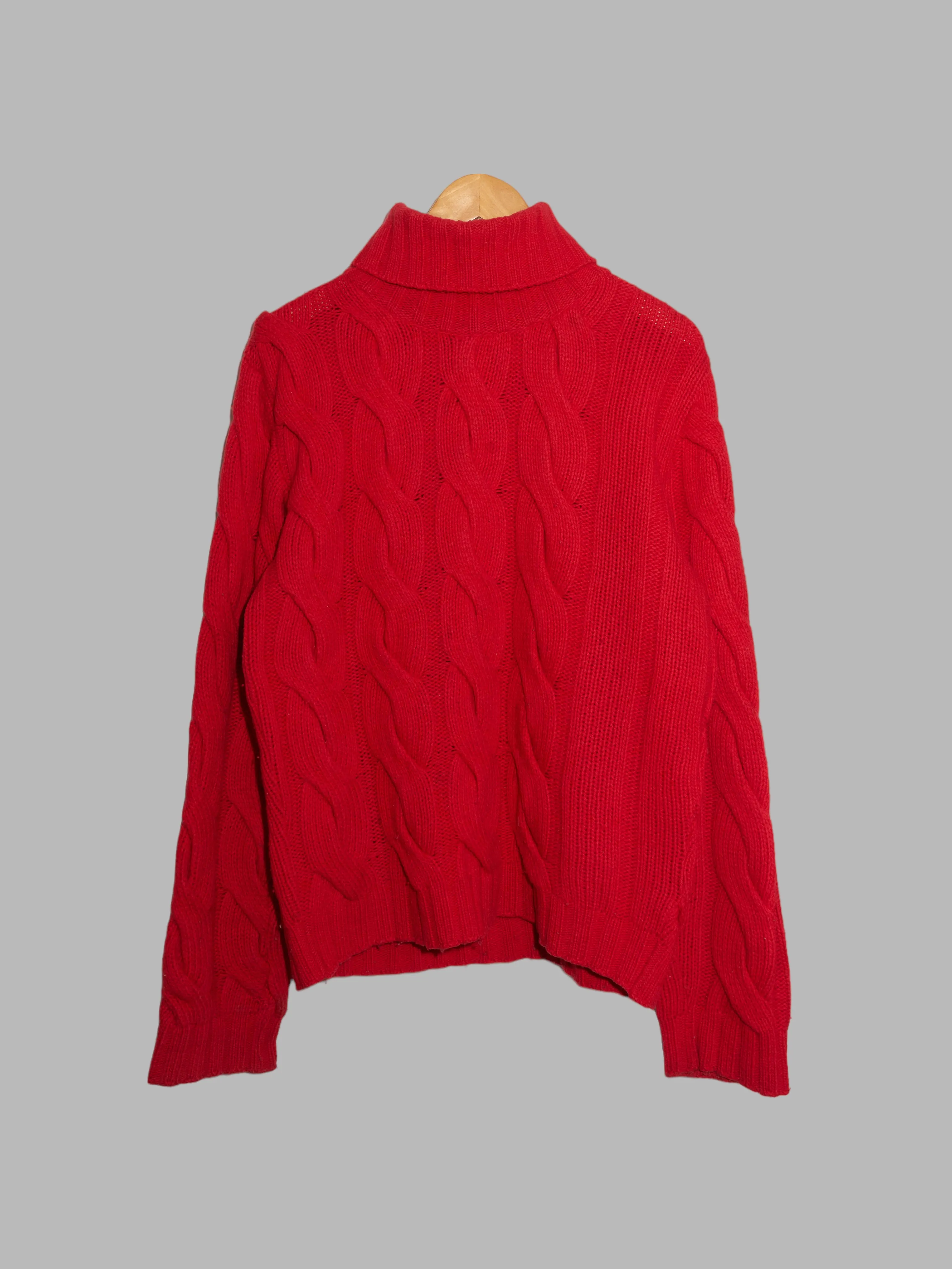 Dirk Bikkembergs 1990s 2000s red wool cable knit turtleneck jumper S