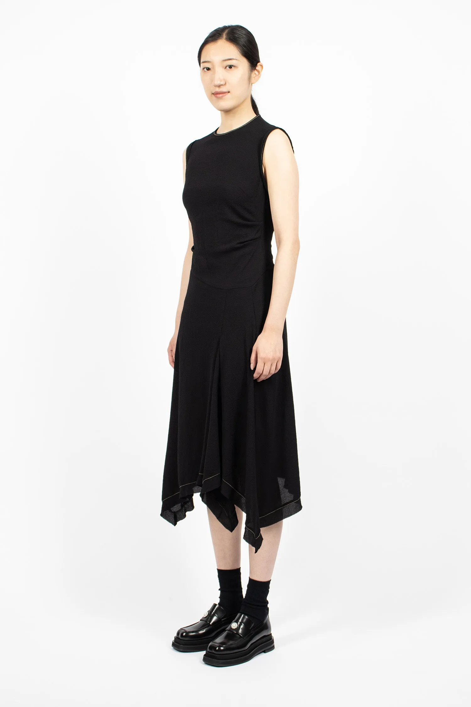 Draped Sleeveless Dress Black