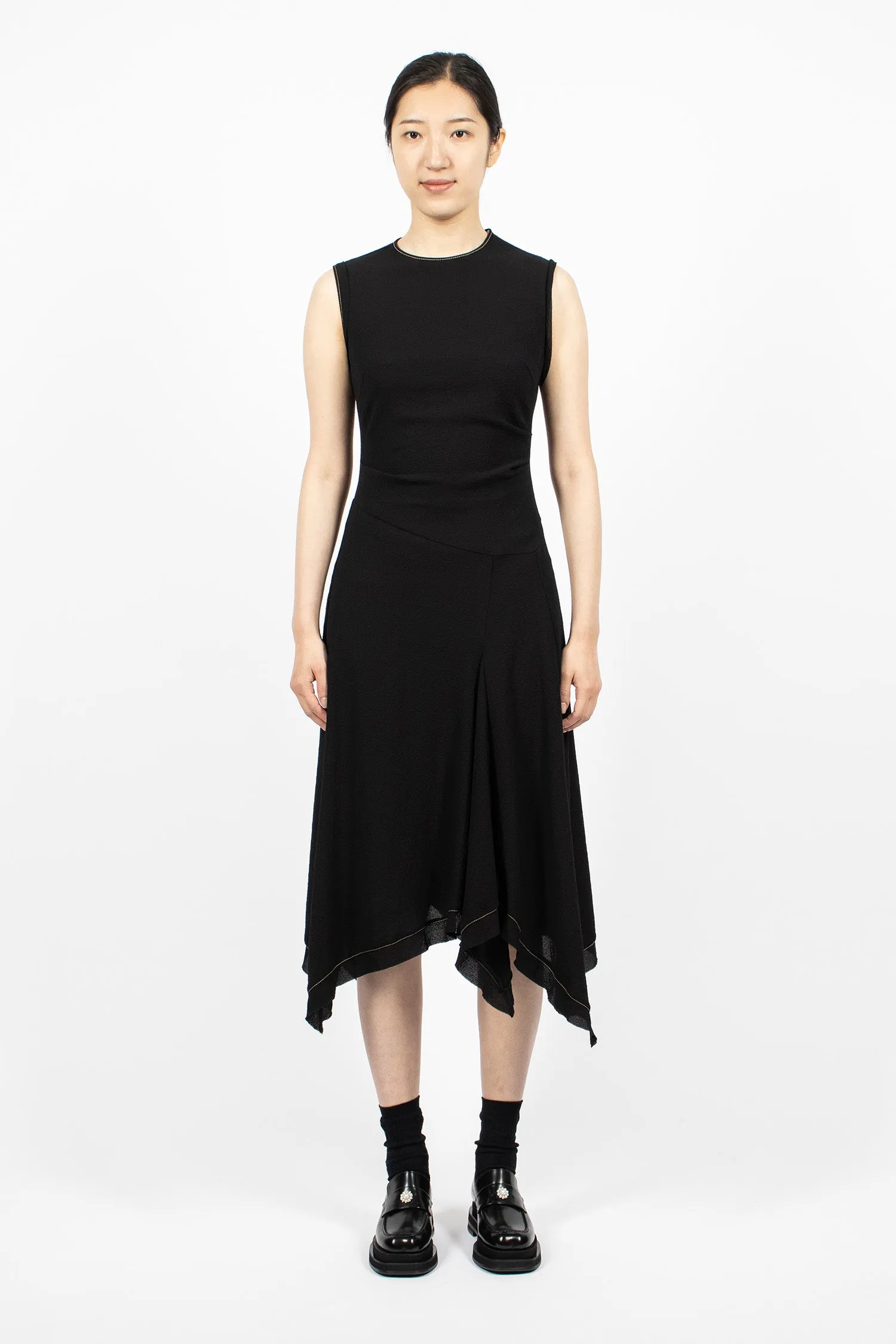 Draped Sleeveless Dress Black