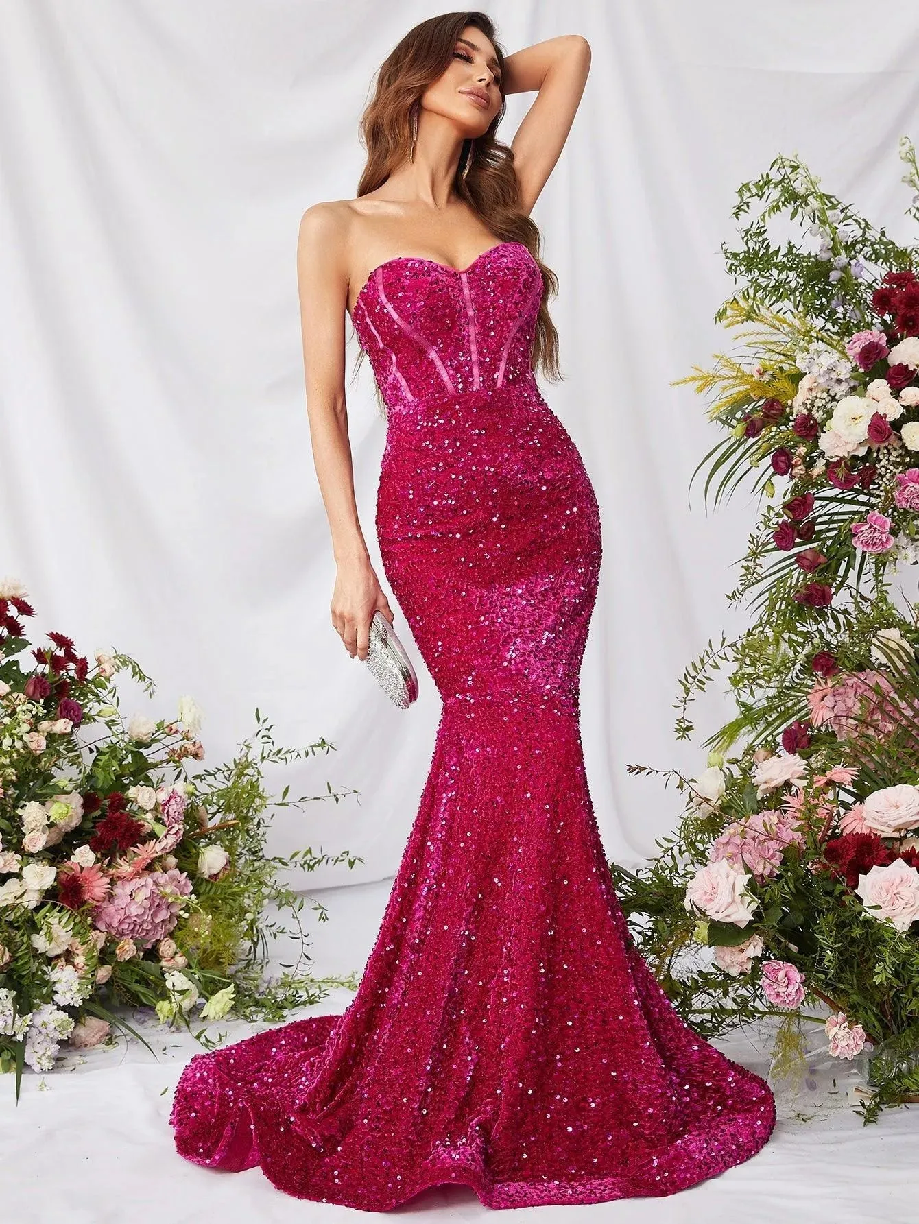 Elegant Sequin Mermaid Hem Tube Formal Dress