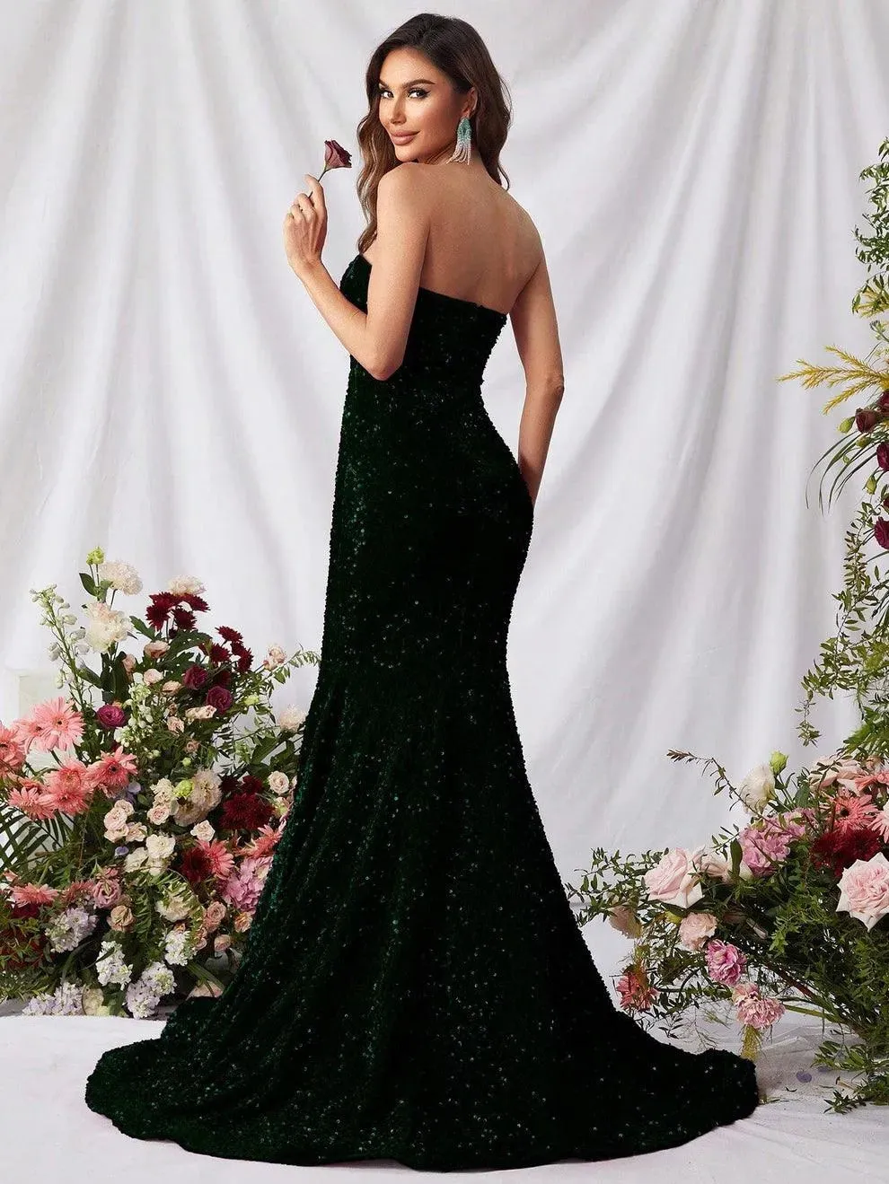 Elegant Sequin Mermaid Hem Tube Formal Dress