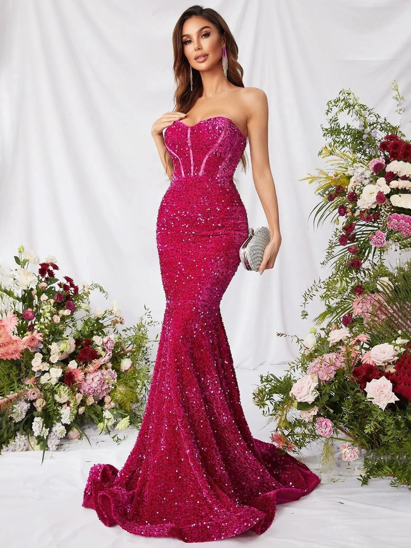 Elegant Sequin Mermaid Hem Tube Formal Dress