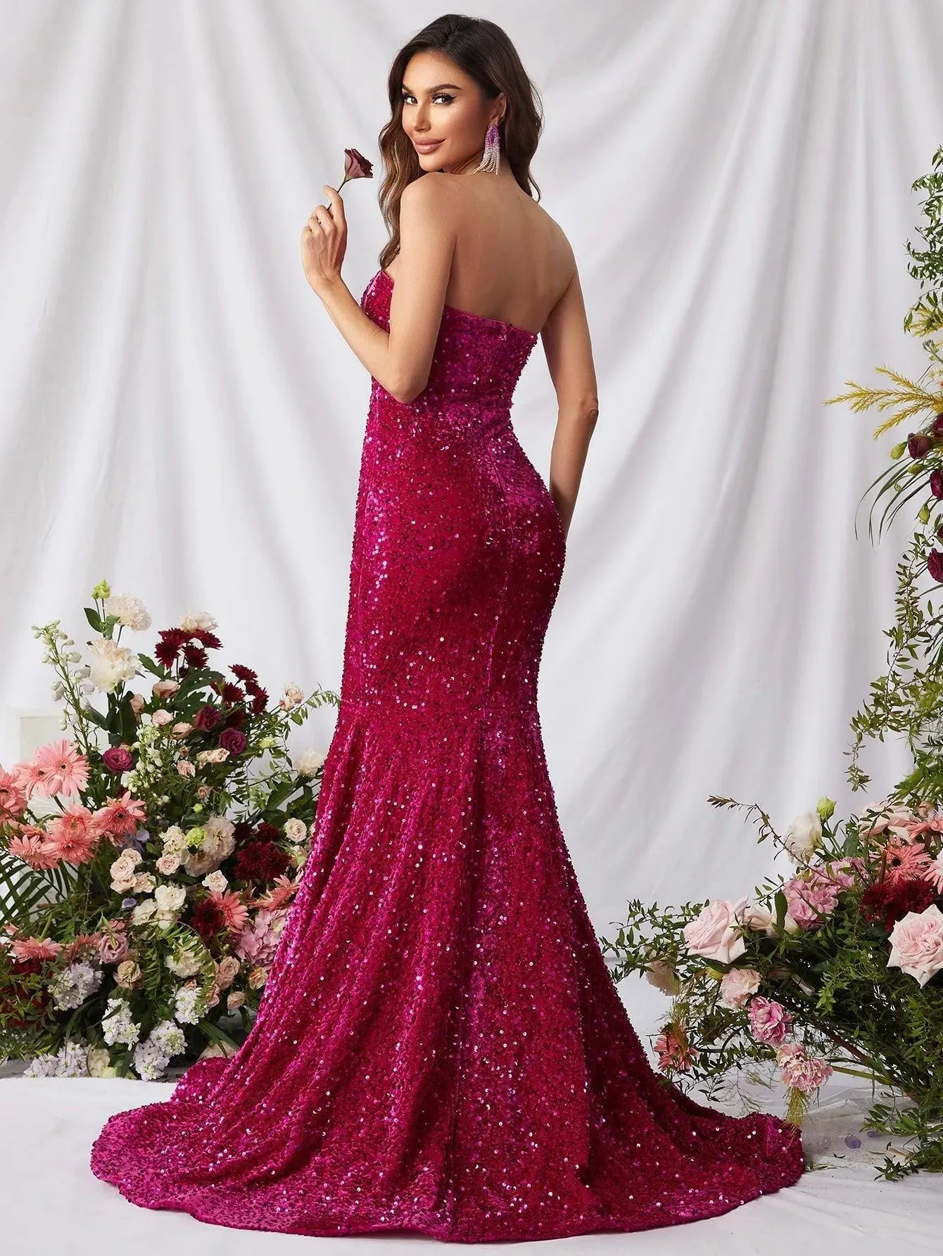 Elegant Sequin Mermaid Hem Tube Formal Dress