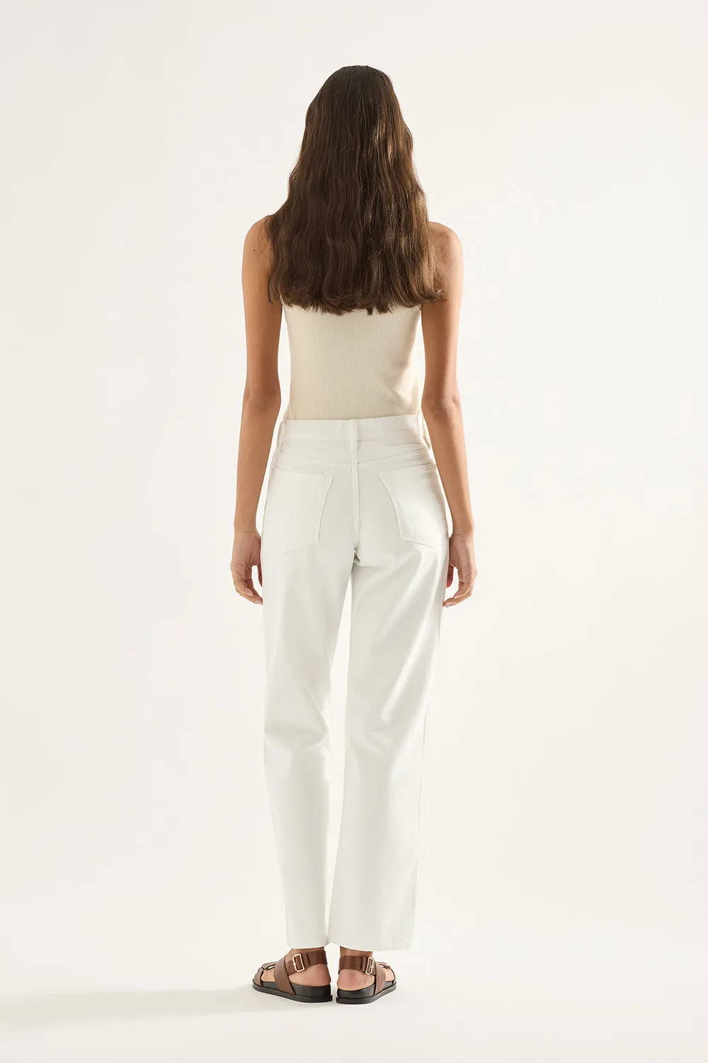 Elise Mid Straight Jean - White