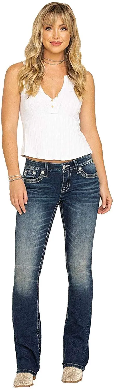 Embellished Crescent Moon Dream Catcher Bootcut Jeans